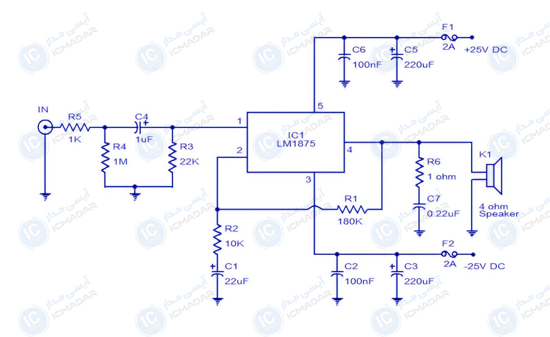 تقویت کننده صوتی 20 وات با LM1875