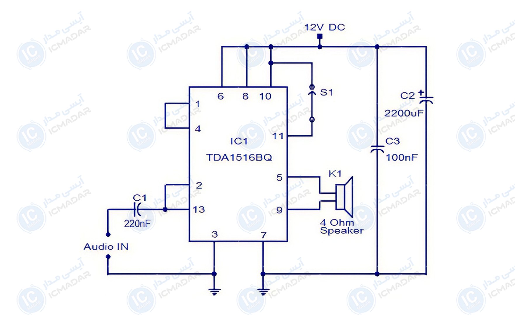 تقویت کننده 24 وات با TDA1516