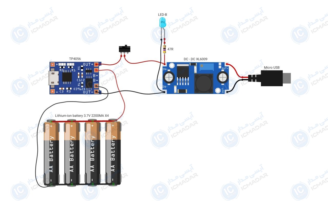 مدار پاوربانک با ظرفیت 8800mA — مدار الکترونیکی