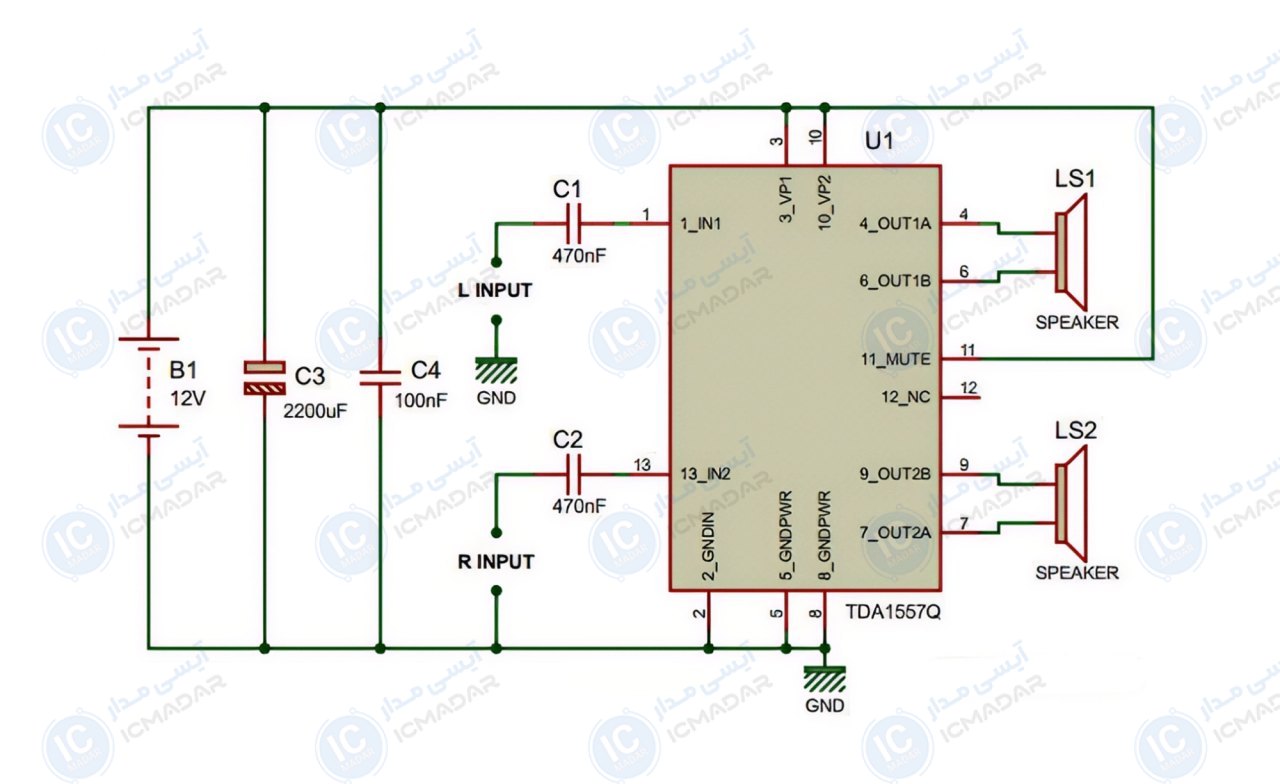 مدار آمپلی فایر فوق العاده با آیسی TDA1557