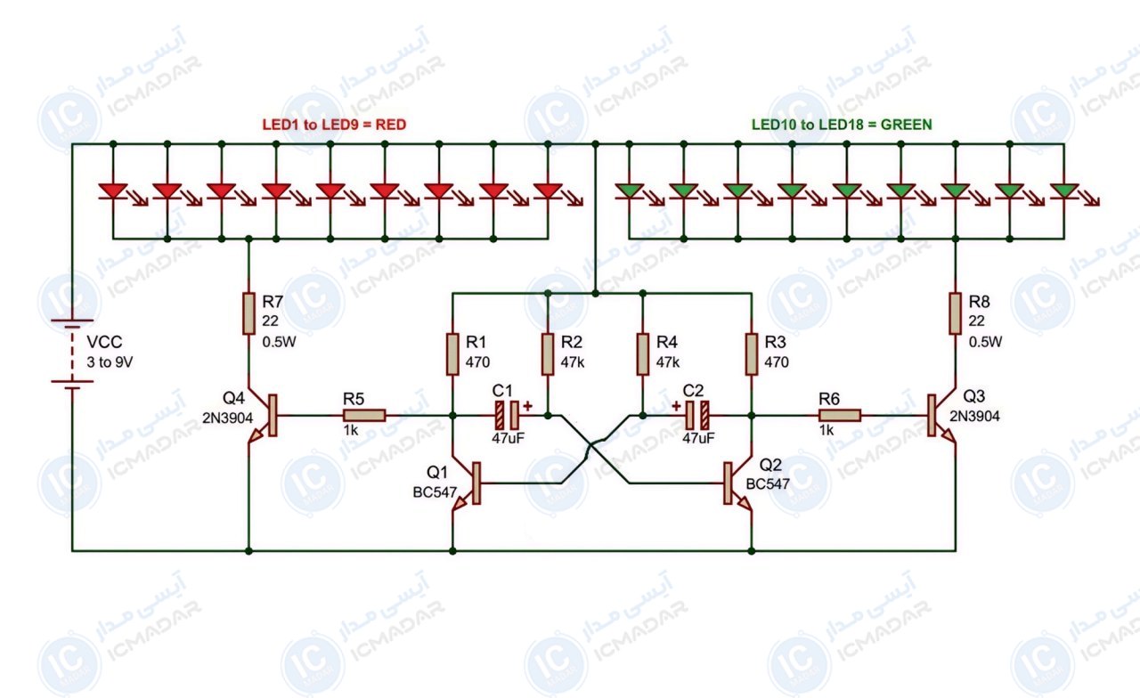 مدار رقص نور با 18 عدد LED