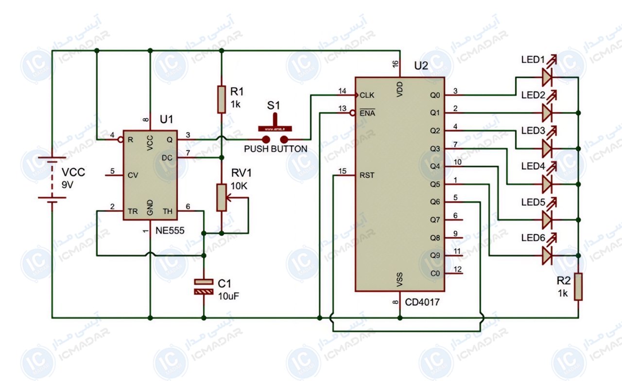 مدار تاس الکترونیکی ساده