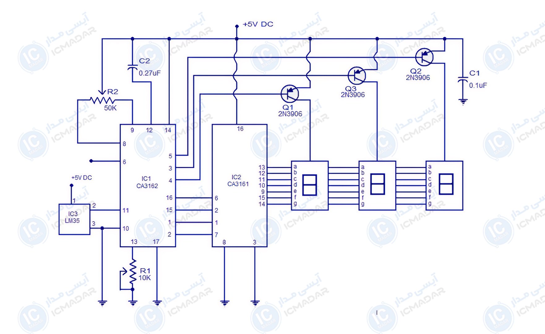 مدار دماسنج دیجیتال با LM35