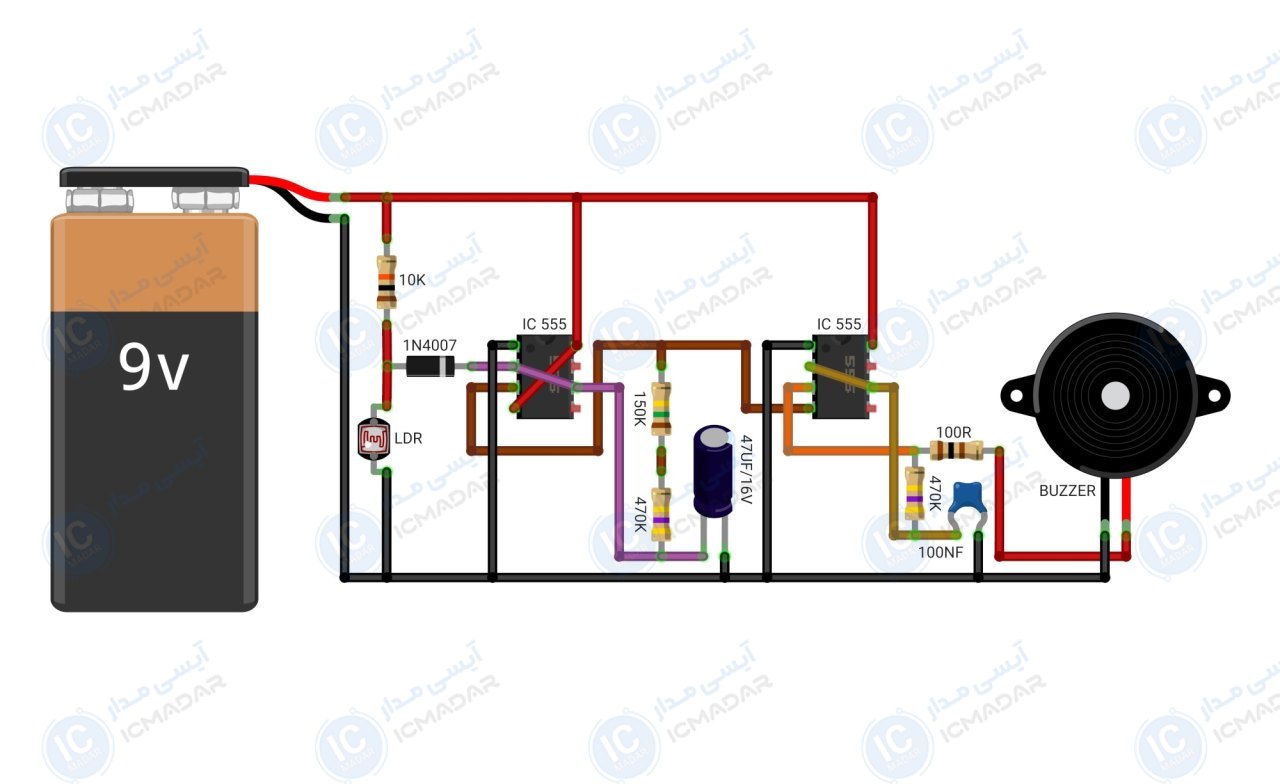 مدار هشدار دهنده درب یخچال