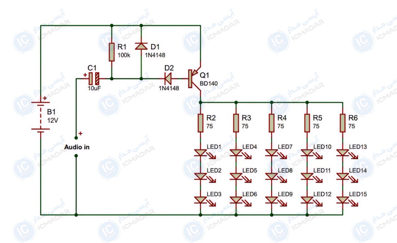 مدار LED های کنترل شونده با صدا