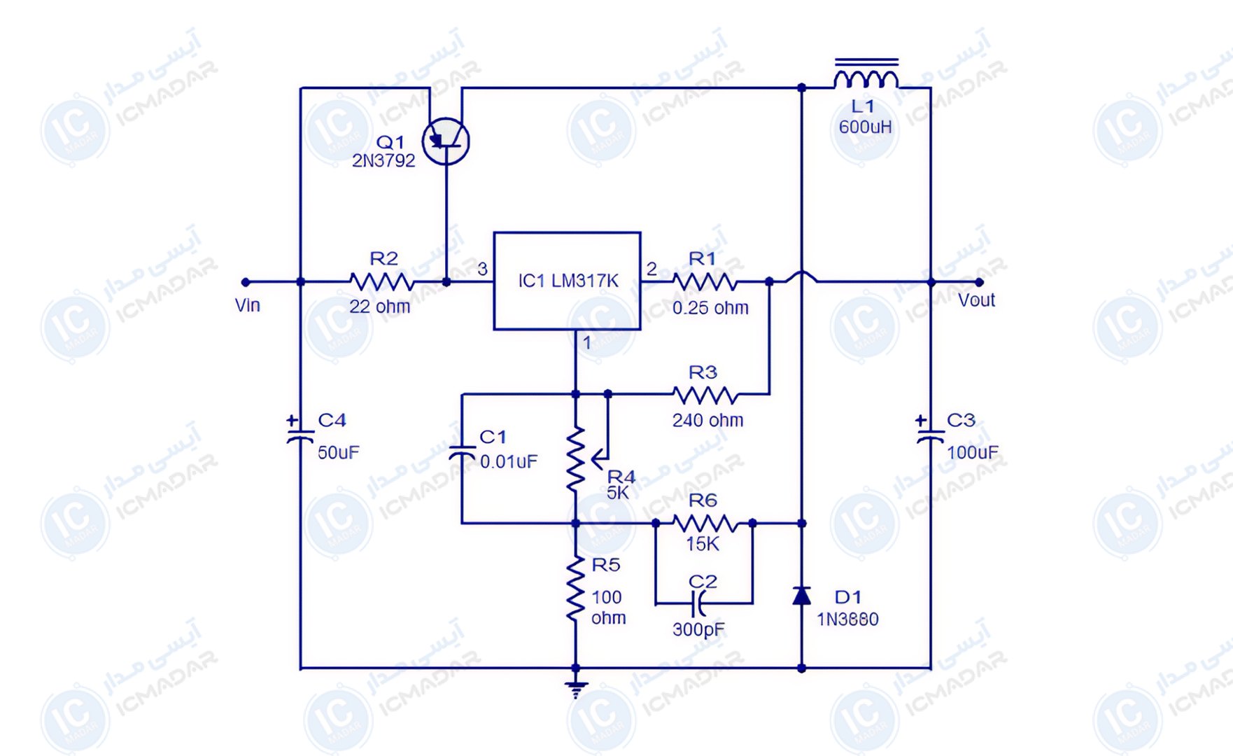 مدار رگولاتور سوییچینگ 3 آمپر با LM317