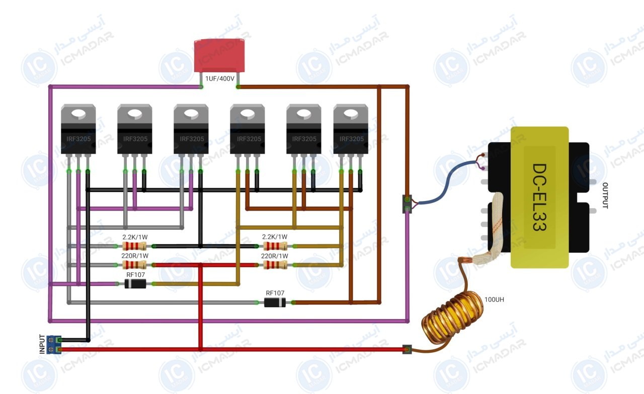 مدار اینورتر 450 وات با ترانس ATX