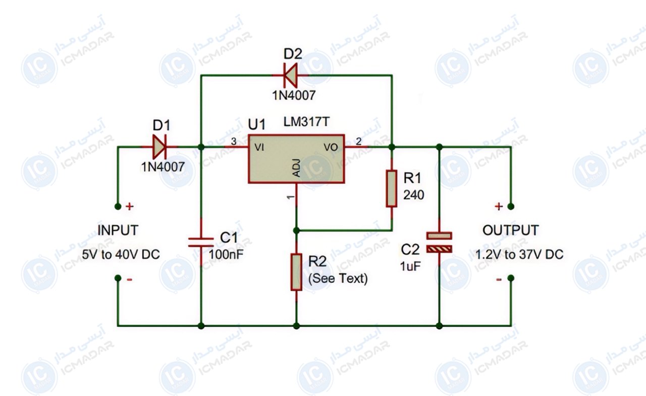 مدار مبدل DC به DC با آی سی LM317
