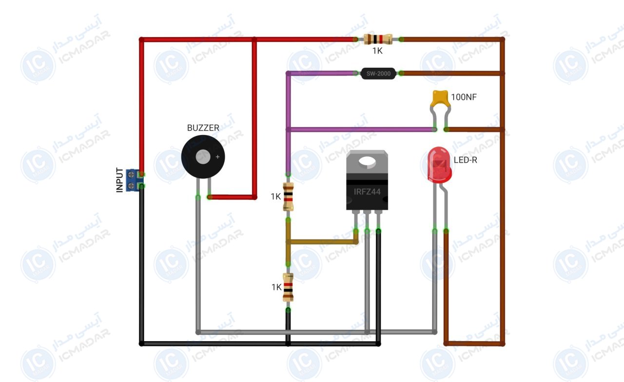 مدار دزدگیر حساس به باز کردن درب