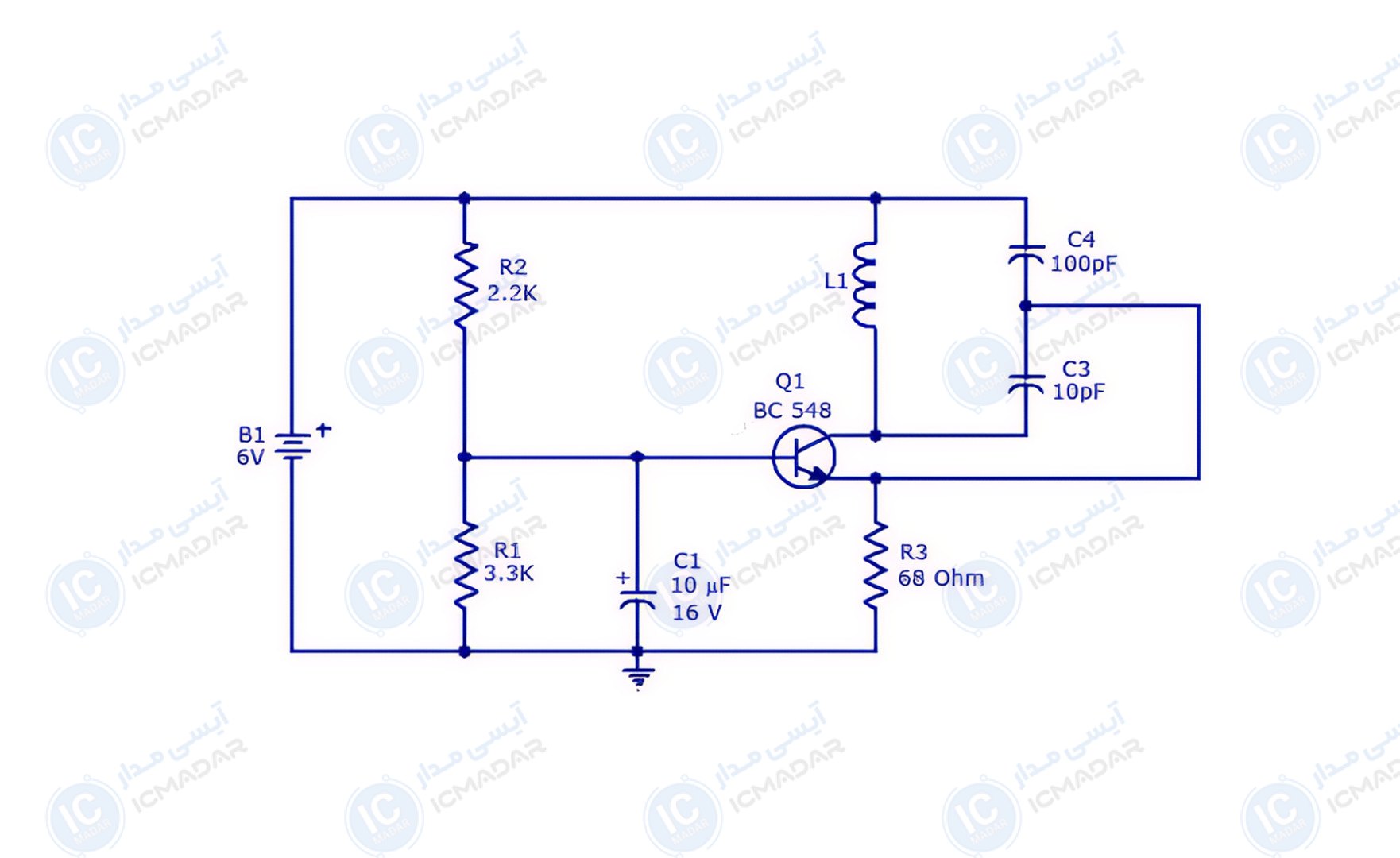مدار فلزیاب ساده با BC548