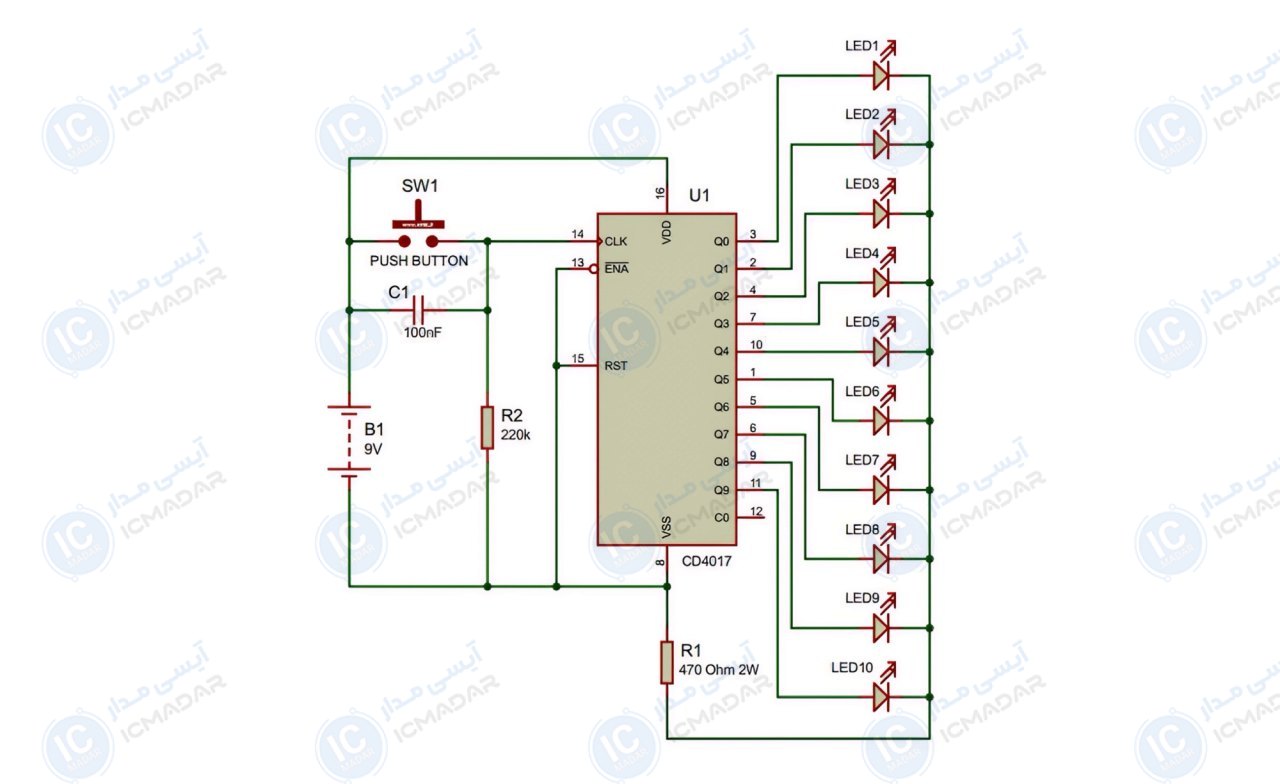 مدار شمارنده با آیسی CD4017