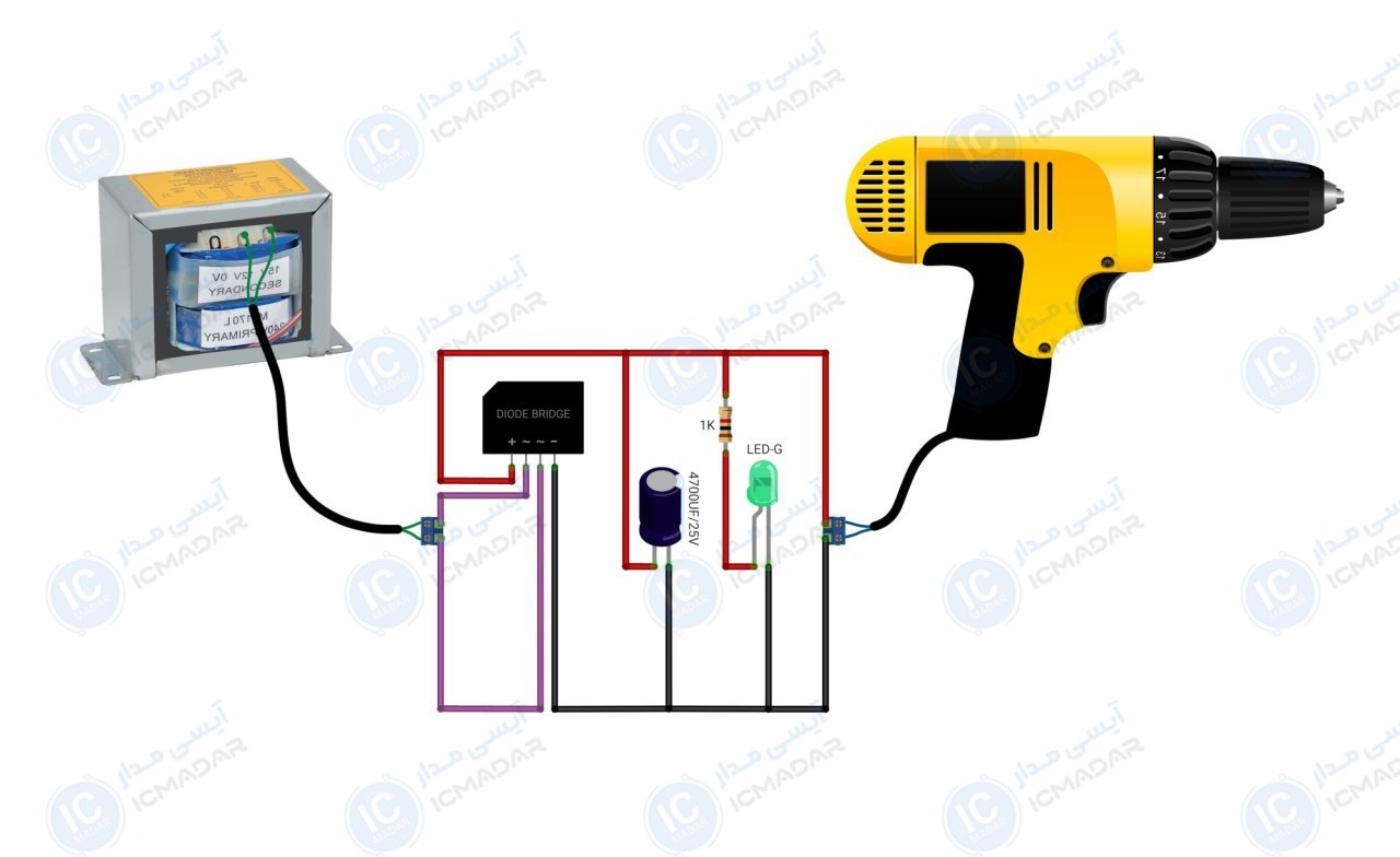 مدار تبدیل دریل شارژی به برقی