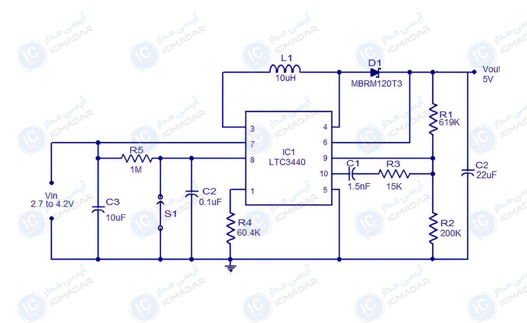 مدار مبدل افزاینده 5V