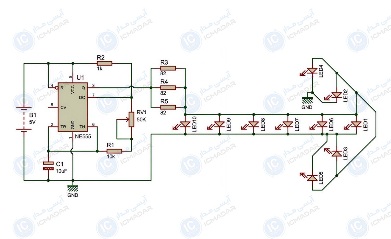 مدار فلش LED چشمک زن