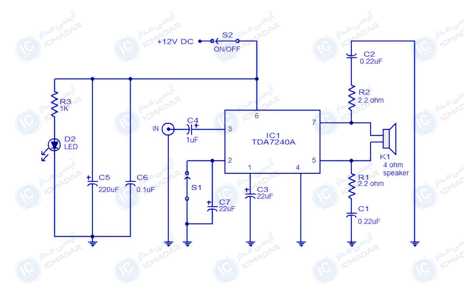 تقویت کننده صوتی 20 وات با TDA7240