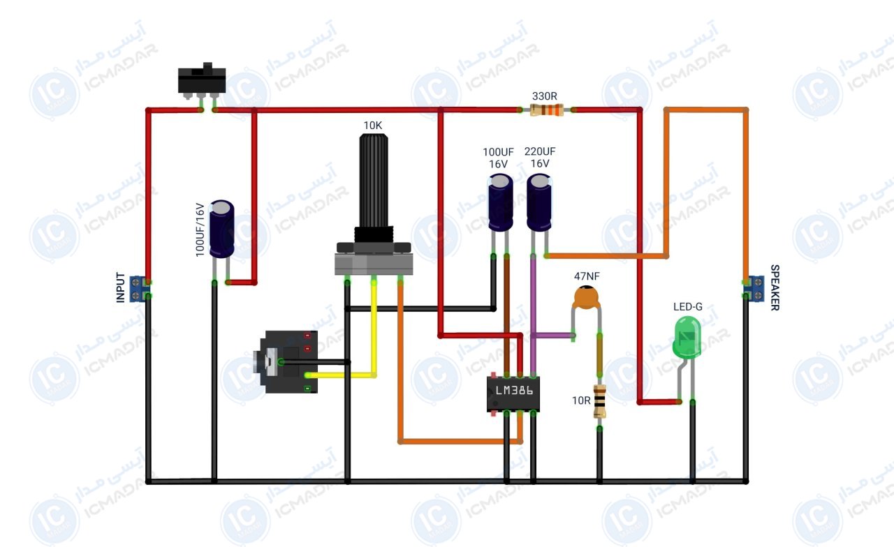 مدار آمپلی فایر با LM386